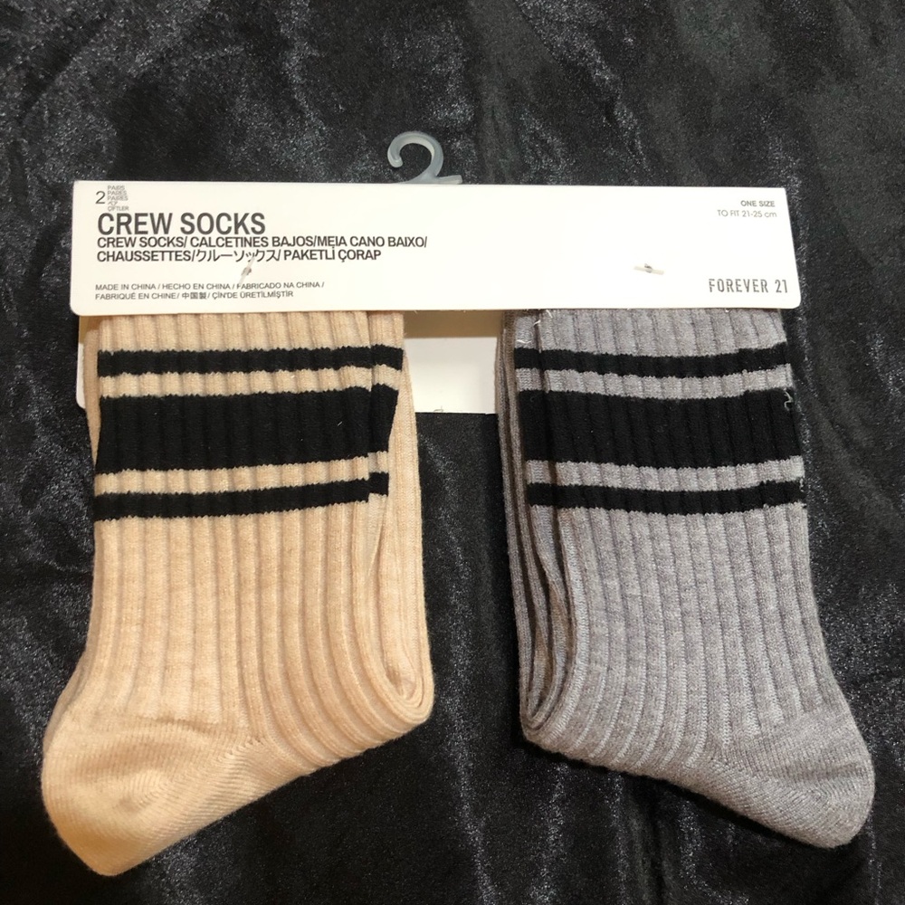 Forever 21 Men's Crew Socks - Black and Gray